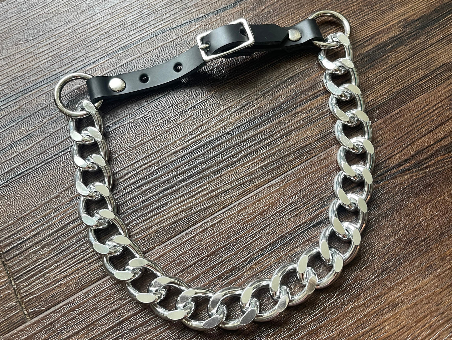 Silver & Black Chain Collar