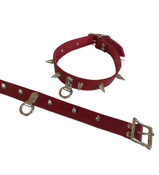 Red Spike Plate Collar