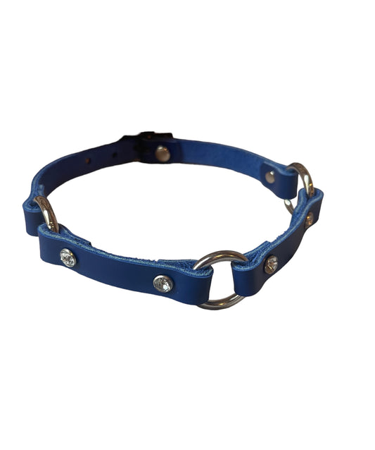 Blue Rhinestone Mini Circus Collar